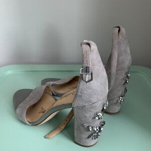 Sam Edelman Gray Bejewelled Heels - Size 11